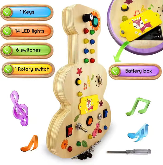 Wooden Montessori Musical Busy Board for Toddlers