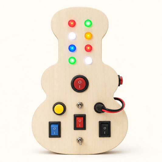RedMonkys Melody Explorer wooden musical busy board with lights, switches and interactive controls for kids 5 years+
