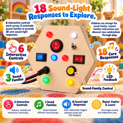 RedMonkys Honeycomb Explorer with 6 interactive controls, 3 sound families and 18 sound-light responses