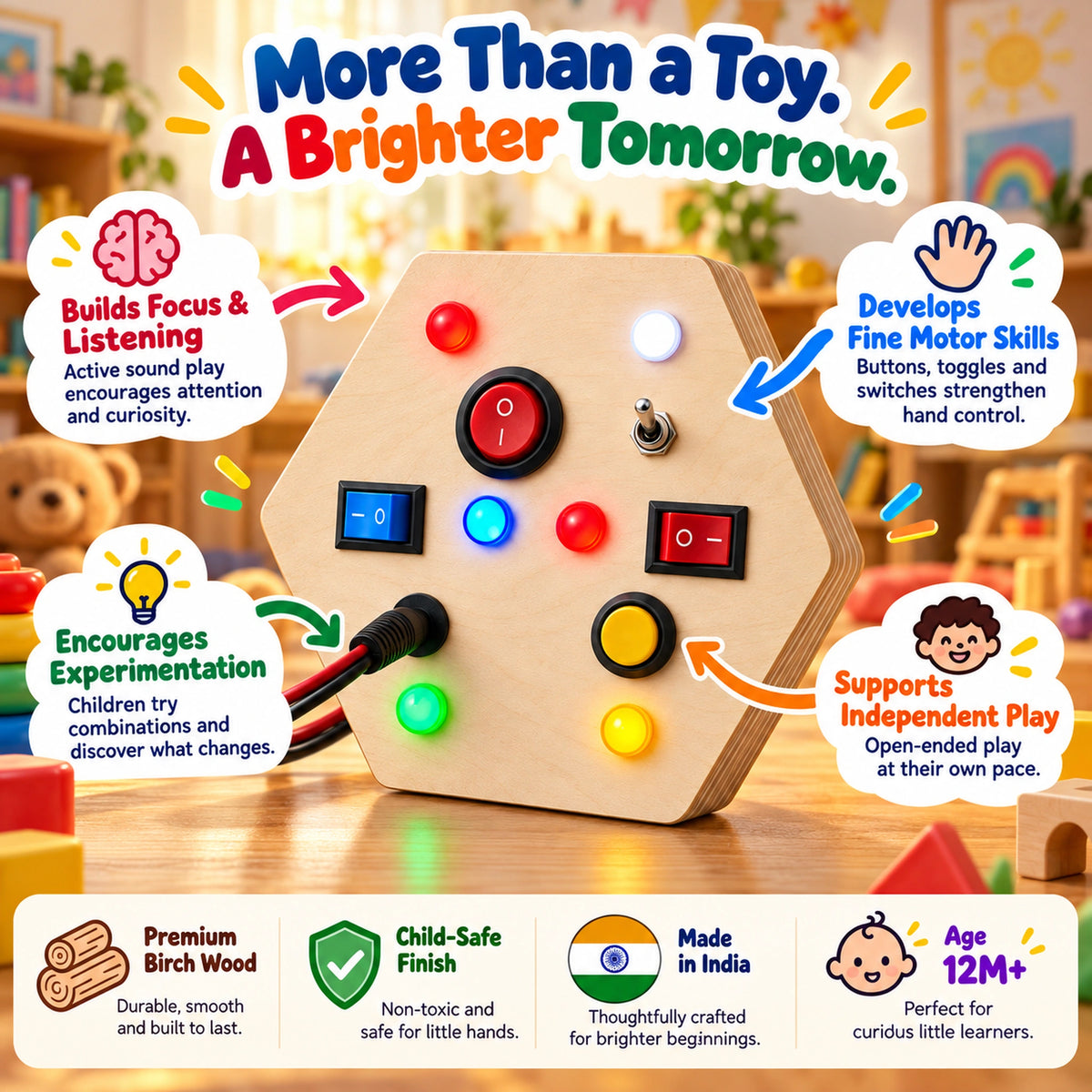 Honeycomb Explorer supporting curiosity, fine motor skills, experimentation and independent hands-on play