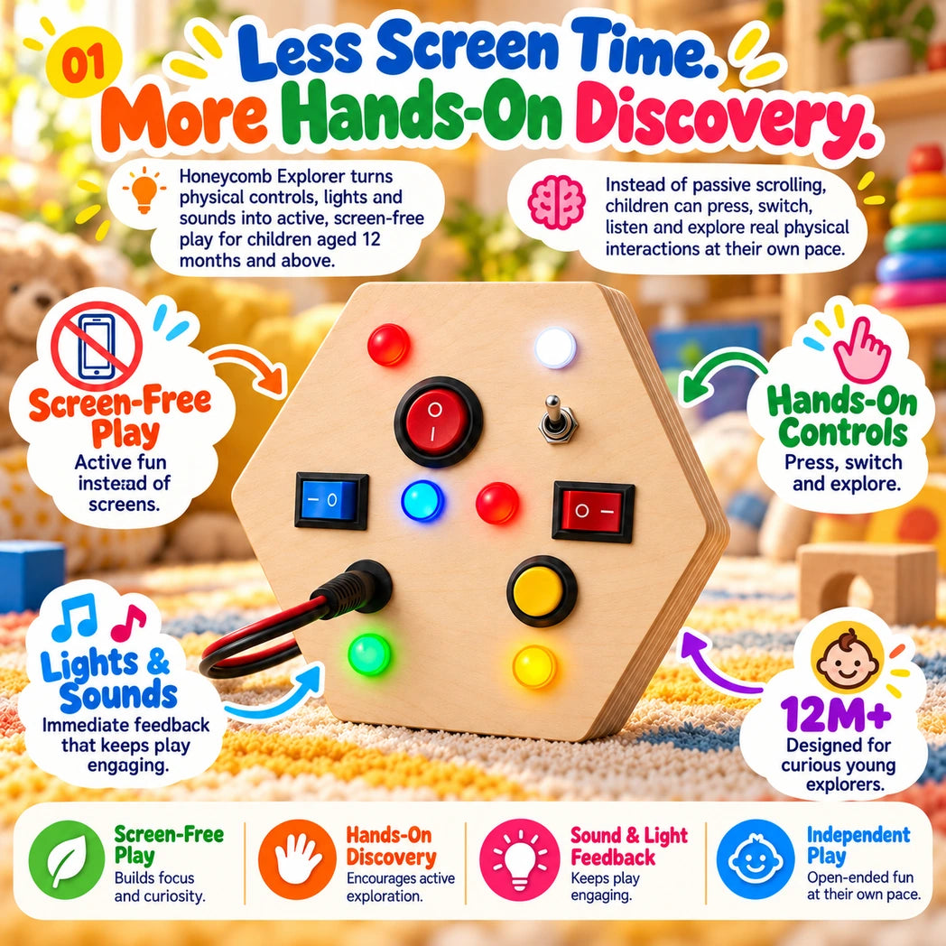 RedMonkys Honeycomb Explorer Busy Board for hands-on screen-free play