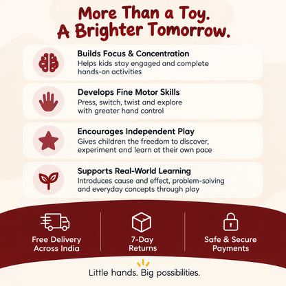 RedMonkys busy board supporting focus, fine motor skills, independent play and hands-on learning