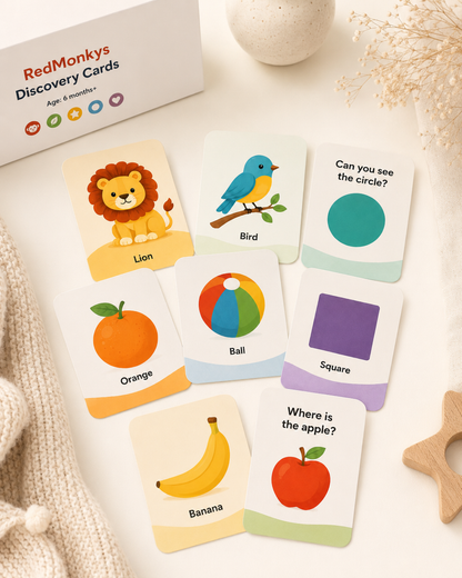 RedMonkys Baby Discovery Cards 6 plus months premium storage box and cards