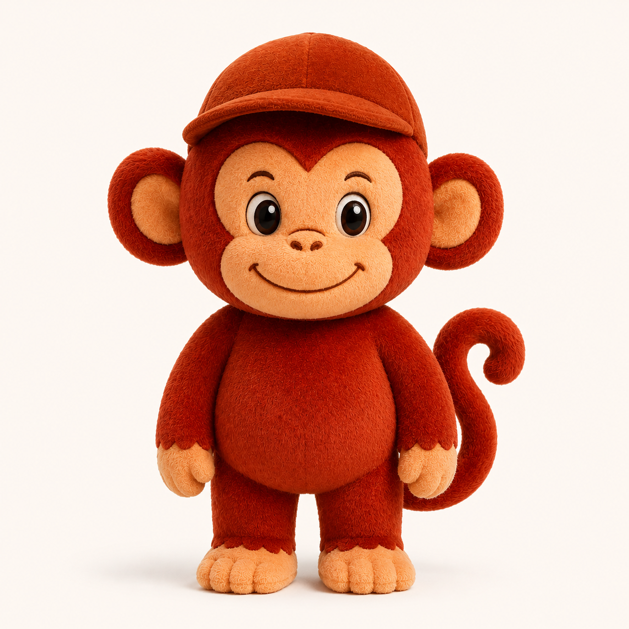 RedMonkys RORO Soft Toy front view red plush monkey mascot for toddlers